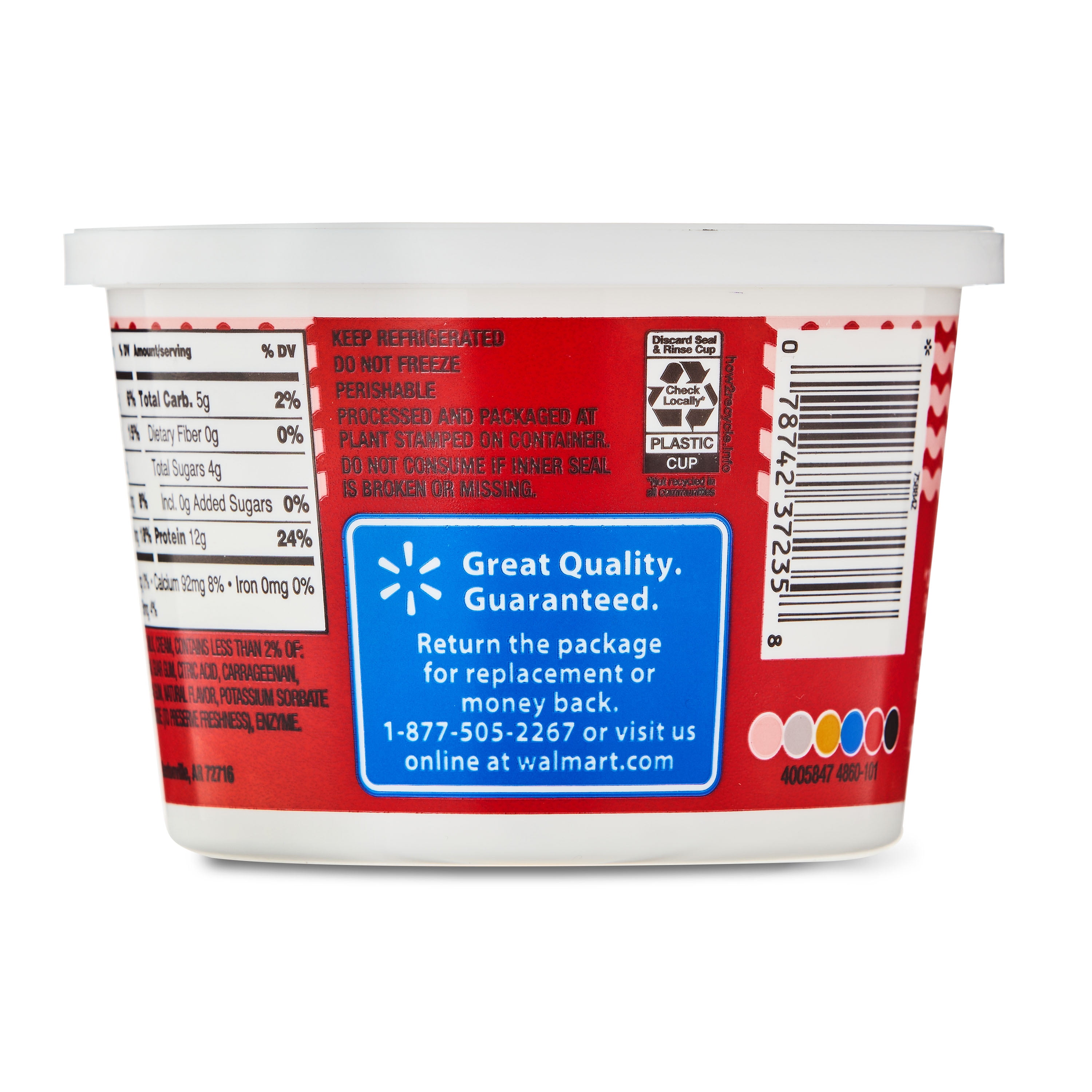 Great Value 4% Milkfat Minimum Small Curd Cottage Cheese, 16 oz