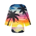 thumbnail image 5 of Clearance Clothes Pitauce Womens Summer Tropical Print Chiffon Kimono Cardigan Puff Sleeve Open Front Breathable Lightweight Cardigan Sun Protection Swimsuit Coverup for Beach Vacation, 5 of 5