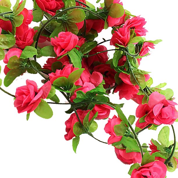 Toystoory 2 uds. De rosas artificiales pequeñas, enredadera colgante, decoración de plantas falsas para bodas Decoración del hogar Rosa roja