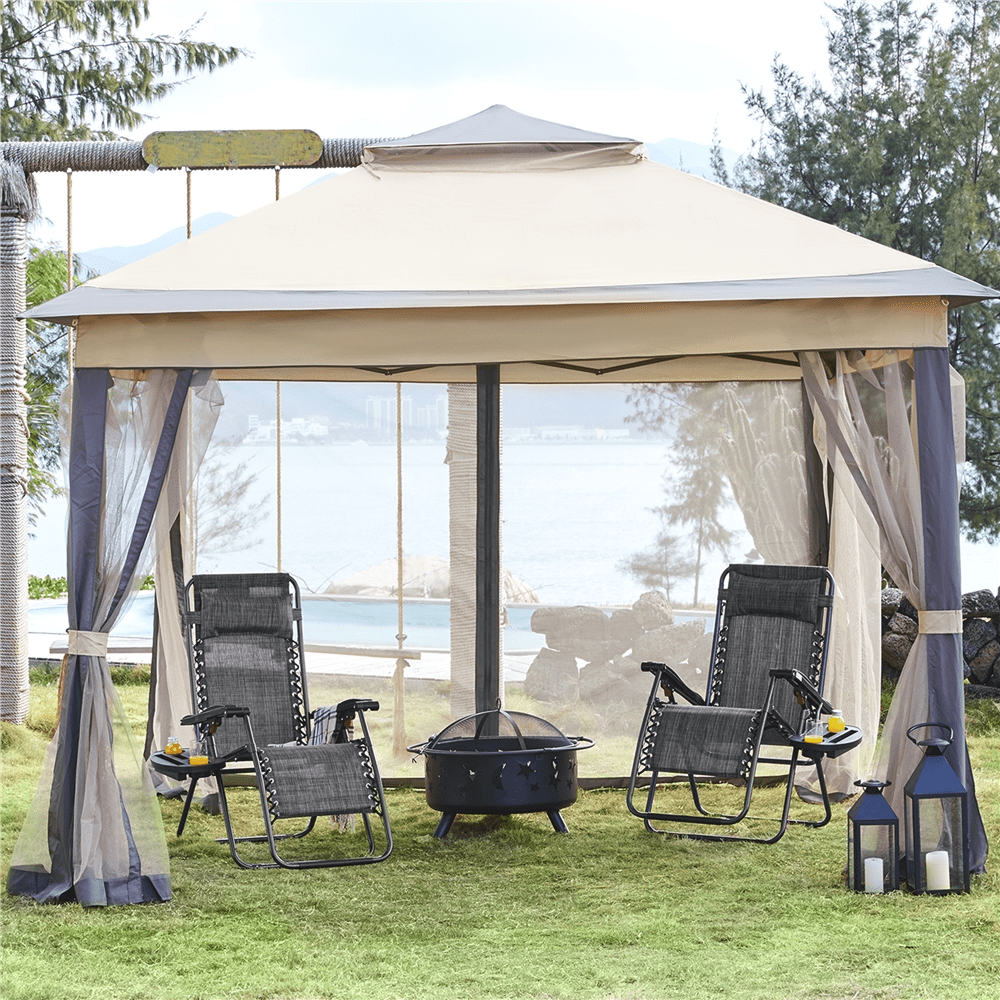 Renwick 26in Outdoor Zero Gravity Recliners with Cupholder, Set of 2, Gray