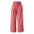 thumbnail image 5 of Pants For Women High Waist Wide Leg Palazzo Smocked Elastic Waist Loose Comfy Casual Pajama Pants Pockets, 5 of 6