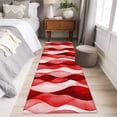 thumbnail image 5 of 2x6 Kitchen Runner Rug, Red Striped Non-Skid Rubber Backing Large Rectangle Rugs - Living Room Bedroom Home Office, Modern Gradient Geometric Ripple Stripes Indoor Floor Mat Carpets Washable Rug, 5 of 9