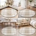 thumbnail image 4 of Round Rugs 4Ft, Beige Buffalo Plaid Round Area Rug Washable Indoor Throw Carpet, Farmhouse Modern Checkered Soft Non Slip Circle Rug for Kitchen Nursery Room Home Decor Aesthetic, 4 of 8