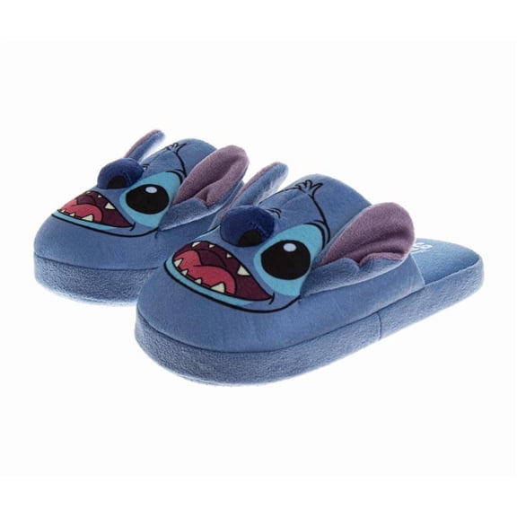 Disney Kids Lilo And Stitch Slippers for Girls, Stitch Plush House Shoes (Little Kids Big Kids Womens Adult), Blue, Size: 11 12