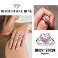 thumbnail image 4 of Bestyle Pure S925 Sterling Silver Heart Rings for Women Sparkle Open Band Ring October Created Tourmaline Rings Mother's Day Gift Size 6-12, 4 of 9