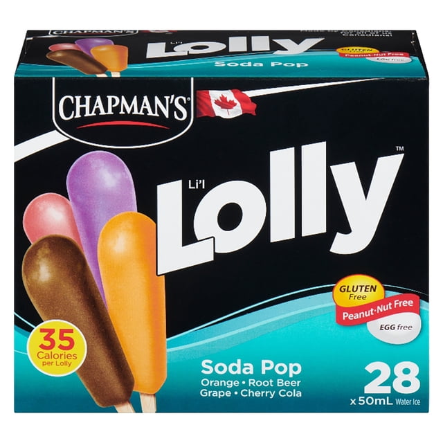 Chapman's Li'l Lolly Soda Pop Flavoured Treats packaged in a Carton, 28 x 50mL