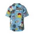 thumbnail image 2 of Naloa Pirate Marine Animals Men's Loose Fit Cuban Collar Short-Sleeve Shirt with Button-down and Chest Pocket for Everyday Wear Outings - 3X-Large, 2 of 7