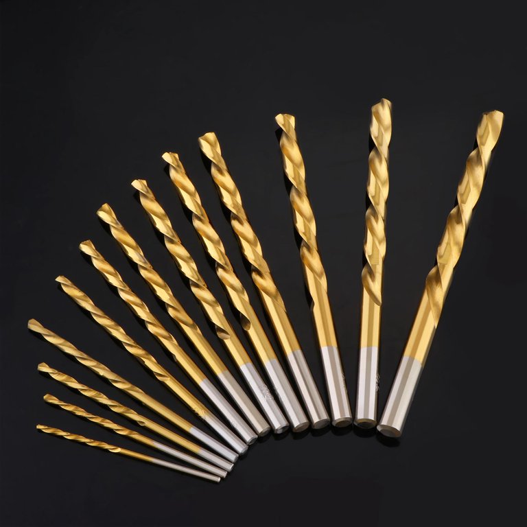 13PCS HSS-G M2 Twist Drill Bit Set Metal Titanium 1/16-1/4 Hex Shank Bits Kit