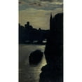 thumbnail image 2 of Charles-Emile Cuisin 10x14 Gold Ornate Wood Frame and Double Matted Museum Art Print Titled - The Edges of the Seine, Near the Courthouse, Night Effect. (1870), 2 of 4
