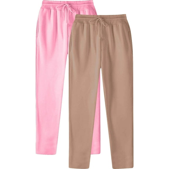 YLSDY 2 Pack Sweatpants for Mens Drawstring Workout Open Bottom Joggers Sweat Pants Baggy Loose Fit Trousers with Pockets Brown XL