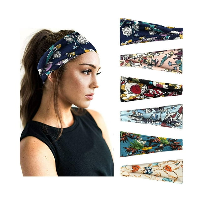 Whataatahia Paquete de 6 diademas para yoga, correr, deportes, entrenamiento, bandas para el cabello para mujer