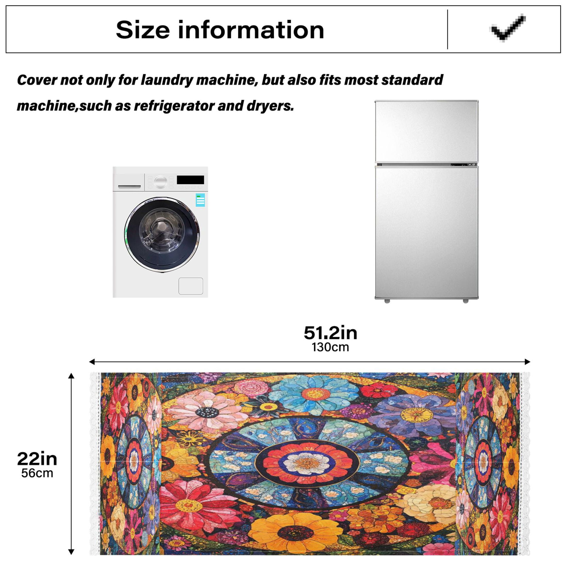 WOBOGO Collage Art Flower Washing Machine Cloth Dryer Refrigerator Top Cover Protective Non-Slip Mat For Kitchen Laundry