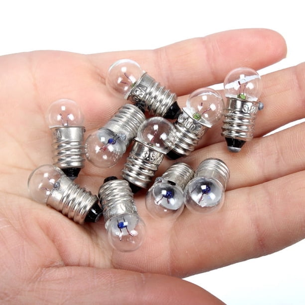 50 Uds E10 Mini bombillas 2,5 V 0.3A experimento físico eléctrico Base de tornillo indicador luz bombilla incandescente antigua