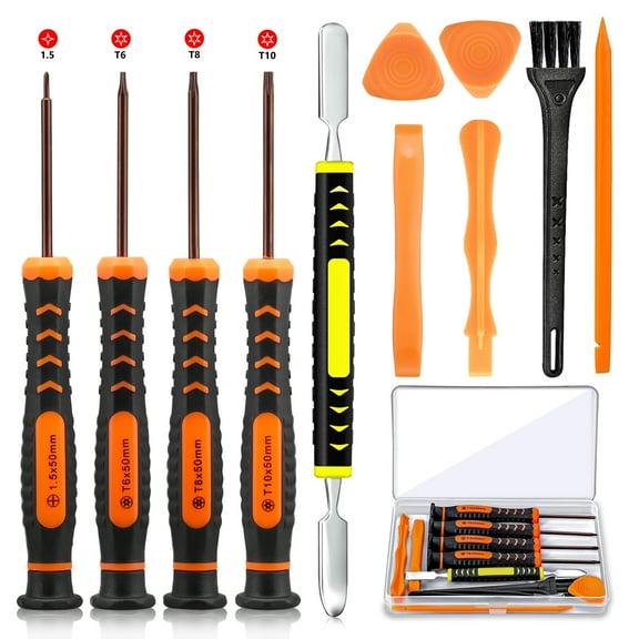 EEEkit 11 in 1 T6 T8 T10 Torx Screwdriver Tool Kit Fit for Xbox One, Xbox 360, Sony PlayStation PS3, PS4, PS5 Controller with Pry Tool and Cleaning Brush
