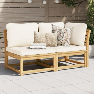 vidaXL 2 Piece Patio Lounge Set with Cushions Solid Wood Acacia