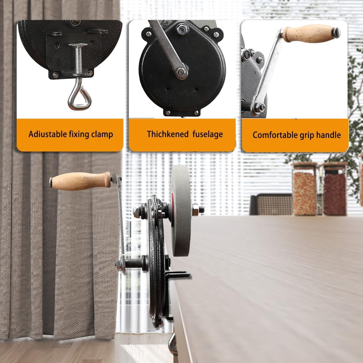 Kitchen Knife Sharpener Hand-Cranking Grinding  - 6 Inch  Polishing Tool for Garden and Metal Workpieces