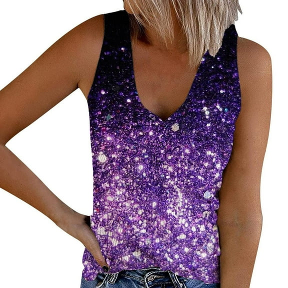 Spring Tops for Women Tank Tops for Women's Summer Fashion V-neck T-Shirt Casual Sleeveless Printing Tank Vest Tops