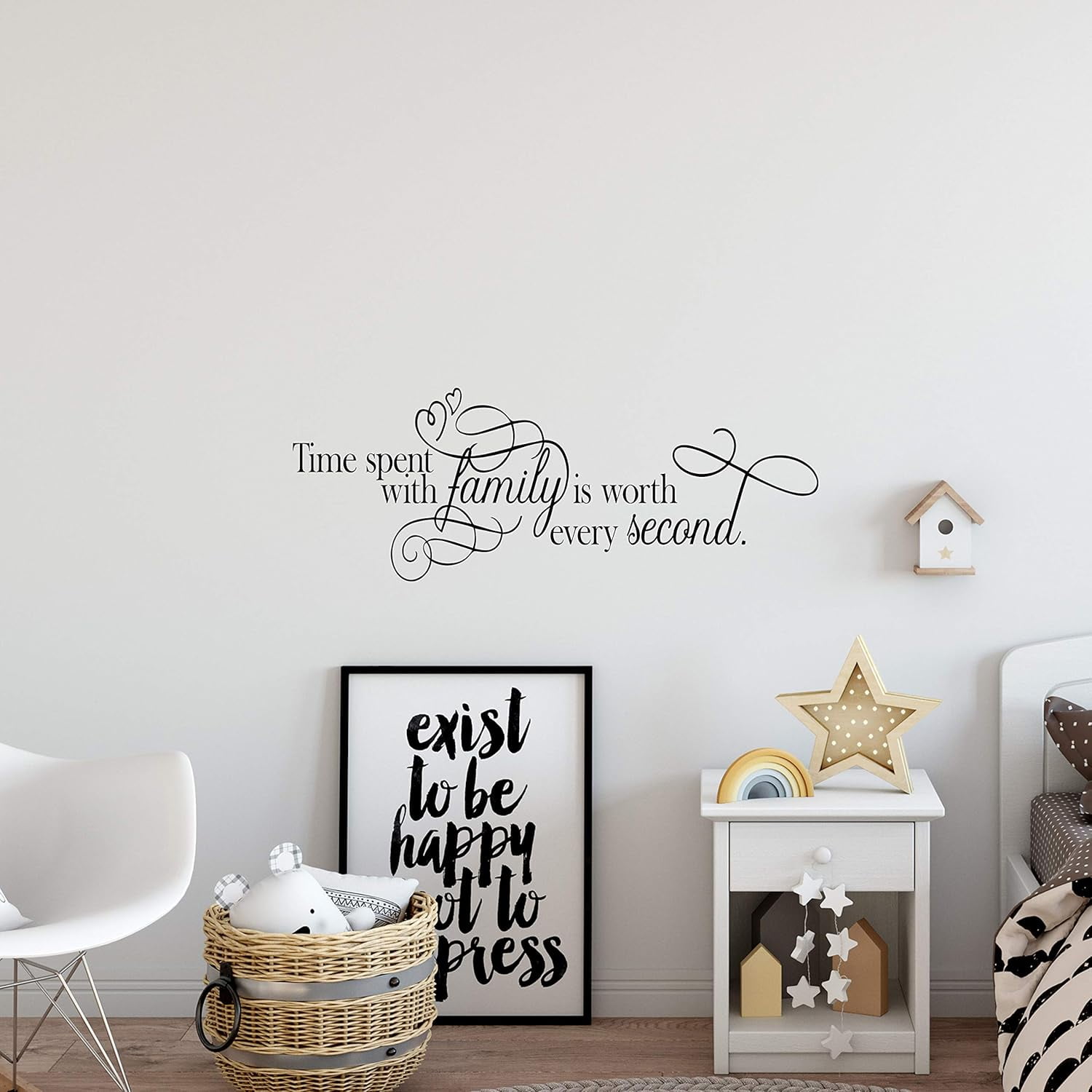 QTH Time Spent with Family is Worth Every Second Wall Sticker Dining Room Wall Decal Living Room Decor Sign Quote Wall Art Vinyl Wall Decal Kitchen Bed Room Words Saying Rustic Farmhouse