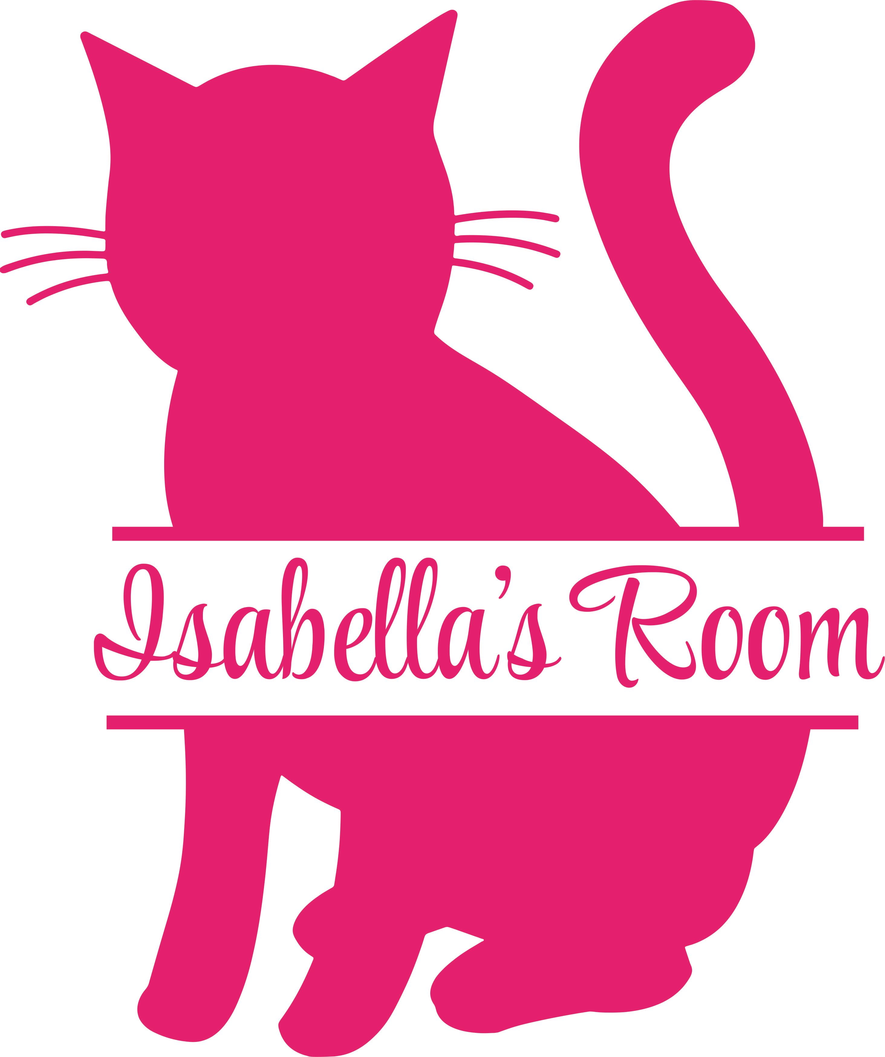 Baby Nursery Personalized Cat Name Wall Decal Playroom or School Classroom Hanging Kitty Silhouette Vinyl Sticker for Kids Bedroom