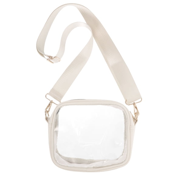 OULII White Clear Crossbody Bag with Removable Adjustable Shoulder Strap for Women, Lightweight Transparent Purse