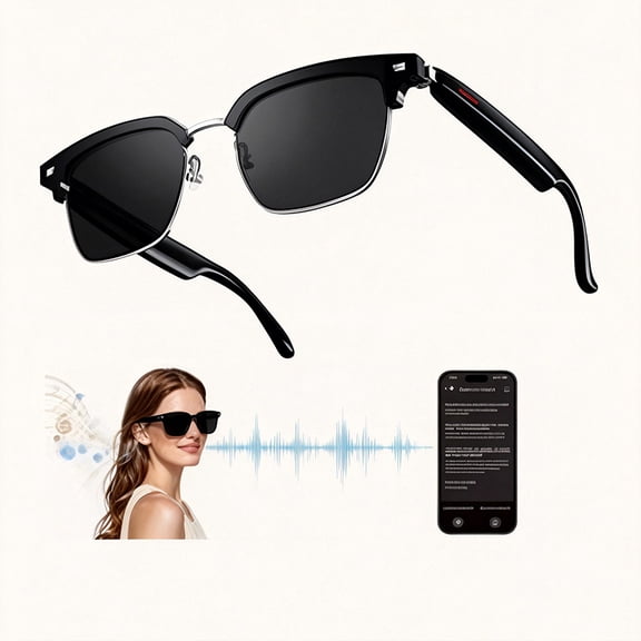 Smart Glasses,Safety Glasses with Bluetooth Speaker,Indoor/Outdoor UV Protection and Voice Control,Unisex(Blue Light Lens)