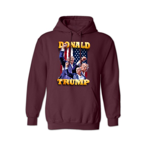 Unisex Graphic Hoodie for Women & Men, American Flag Design, 2024 Election Hooded Sweatshirt, Made in USA - Maroon