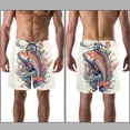 thumbnail image 3 of luoweisi Men's Beach Shorts Quick Dry Swim Trunks with Mesh Lining Anchor Fish L, 3 of 5