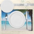 thumbnail image 3 of Ambesonne Beach Place Mats Set of 4, Tropical Seashore Palms, Standard Size, Fern Green Sky Blue, 3 of 6