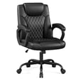 thumbnail image 1 of Silla de oficina ejecutiva Misolant de cuero PU negro, ajustable, 1 of 8