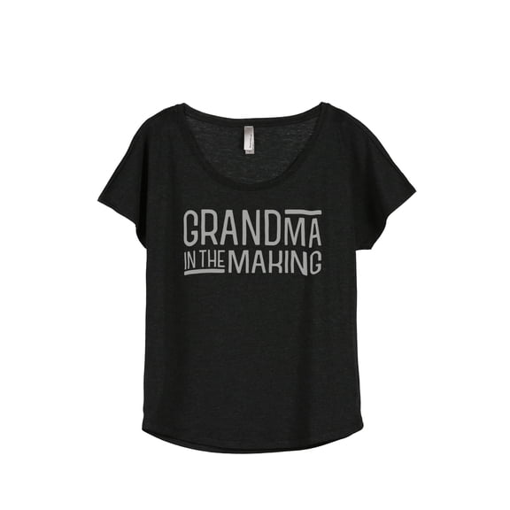 Thread Tank Grandma In The Making Women's Fashion Relaxed Slouchy Dolman T-Shirt Tee Heather Black Small