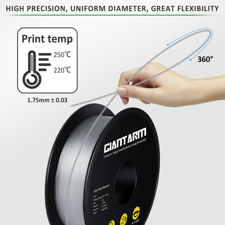 PETG – Transparent – 1.75mm – 1kg – 3D Printer Filaments