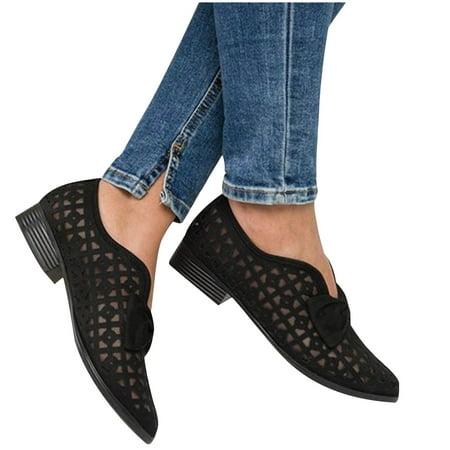 

LWVITH Womens Court Shoes Pointed Toe Low Heel Sandals Ladies Breathable Hollow Out Pumps Clearance（Black， 6.5）