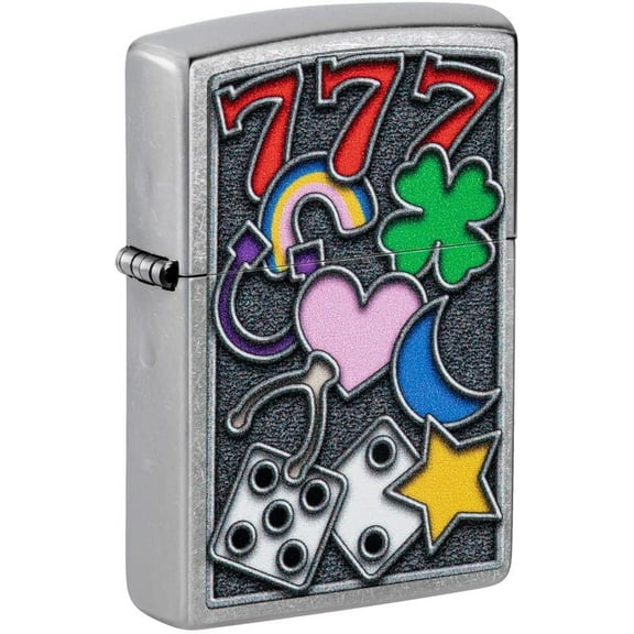 Zippo Lighter - Custom Message Engrave Good Luck Symbols - Street Chrome 48682