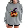 thumbnail image 3 of Elvqul Oversized Sweatshirts for Women Halloween Pumpkin Crew Neck Sweatshirt Ghost Spooky Long Sleeve Casual Ladies Pullover Tops Gray, 3 of 3