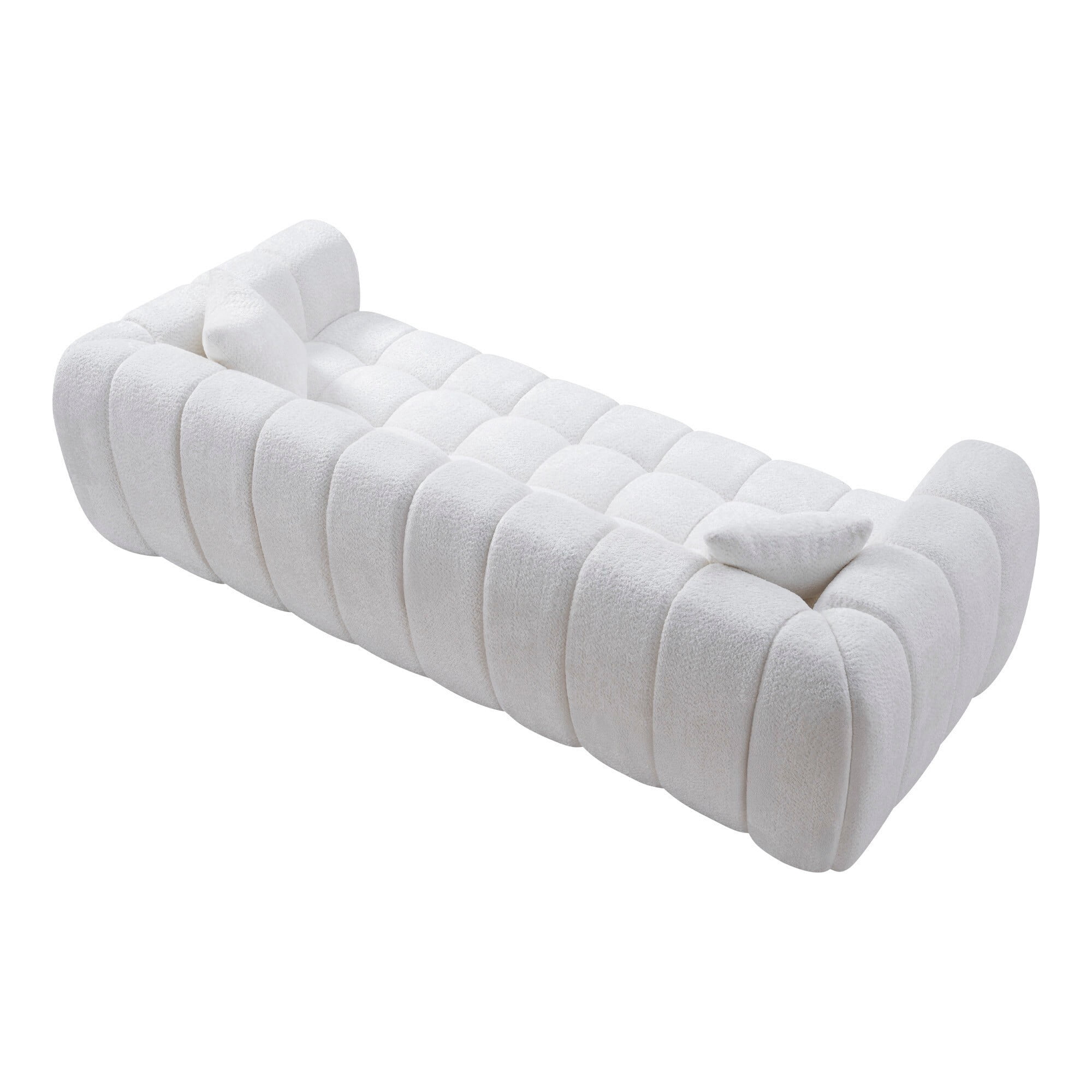 AENKYO 103" Oversized Cloud Boucle Sofa, Modern 4-Seater Deep Seat Couch, No Assembly, Cloud White