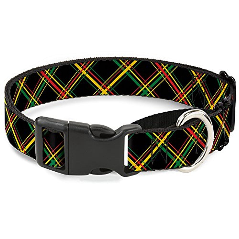 Buckle-Down Plaid Black Red Martingale Dog Collar