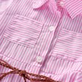 thumbnail image 4 of Odeerbi 3-10 Year Kids Girls Long Sleeve Striped Shirt Dress Spring Fall Cotton Tunic Dress Collar Button Midi Dress with Pocket Waistband Set Kids Girls Clothes, 4 of 9
