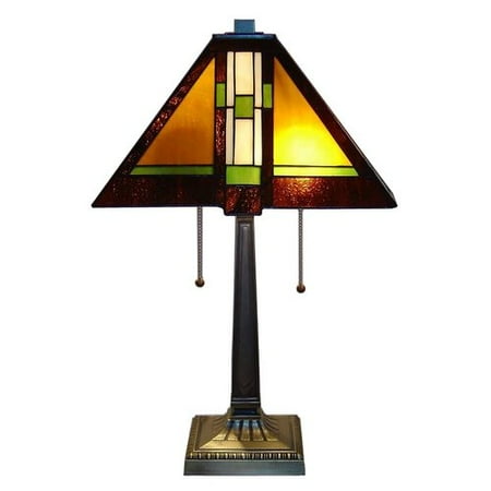 Nfl Football Logo Tiffany Lamp - Serena d'italia Tiffany 2 light Mission 23 in. Bronze Table Lamp