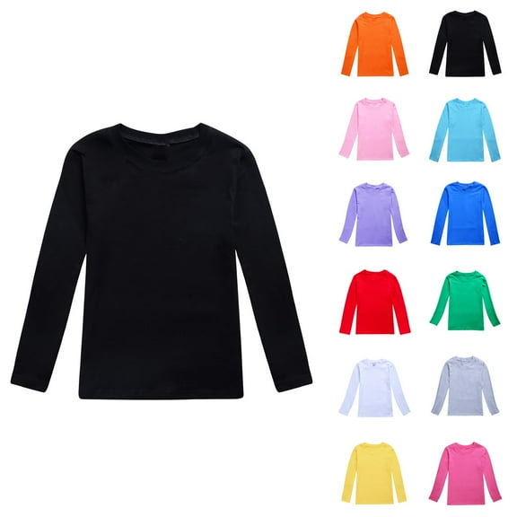 Toddler Girls Tops and Boys Autumn Long Sleeve Solid Prints T Shirt Casual Comfortable Shirts for Transitioning Seasons