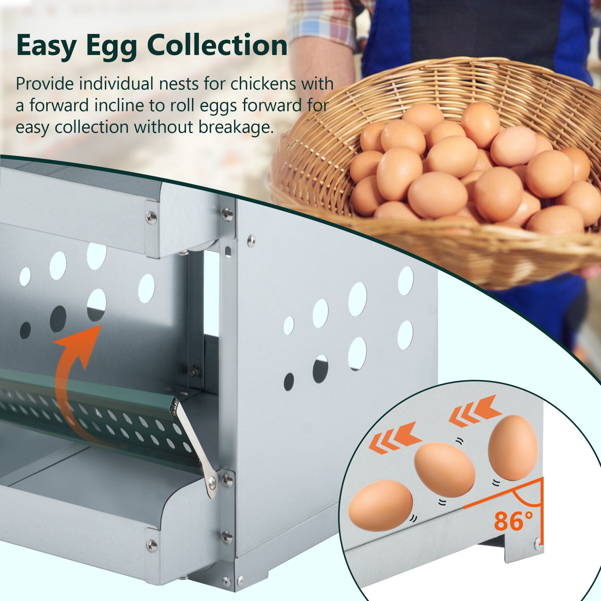 Leumius Nesting Boxes for Chickens,6-Hole Chicken Nesting Boxes, Large Vented Holes Chicken Coop Box for Outdoor Chicken Coop Farm Yard,Green