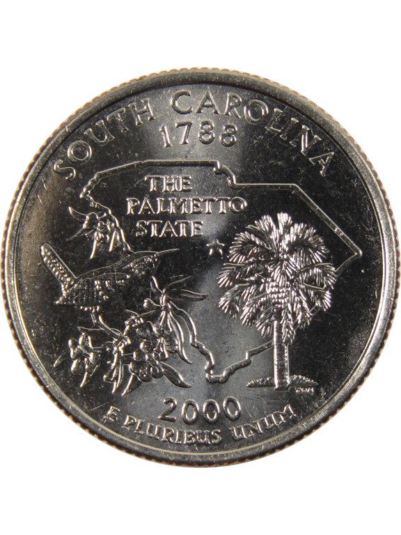 2000 D South Carolina State Quarter BU Uncirculated Clad 25c Coin