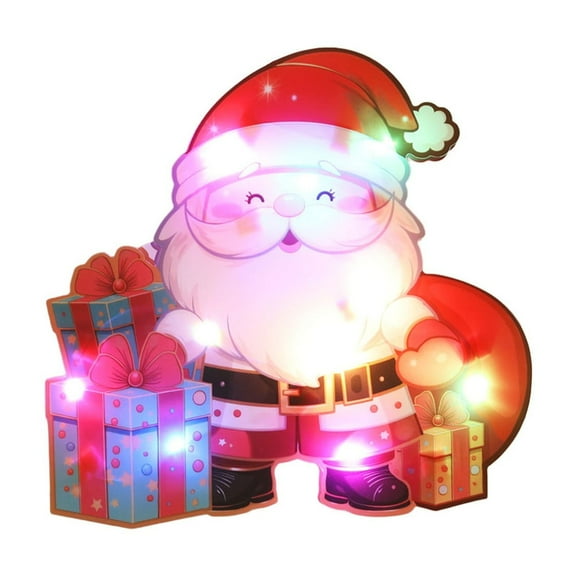 Window Christmas Lights Decorations, Battery Operated Hanging Light Up Santa Claus Reindeer Xmas Snowman Bell Shaped for Christmas Window Christmas Tree Decorations Glass Wall Indoor Decor