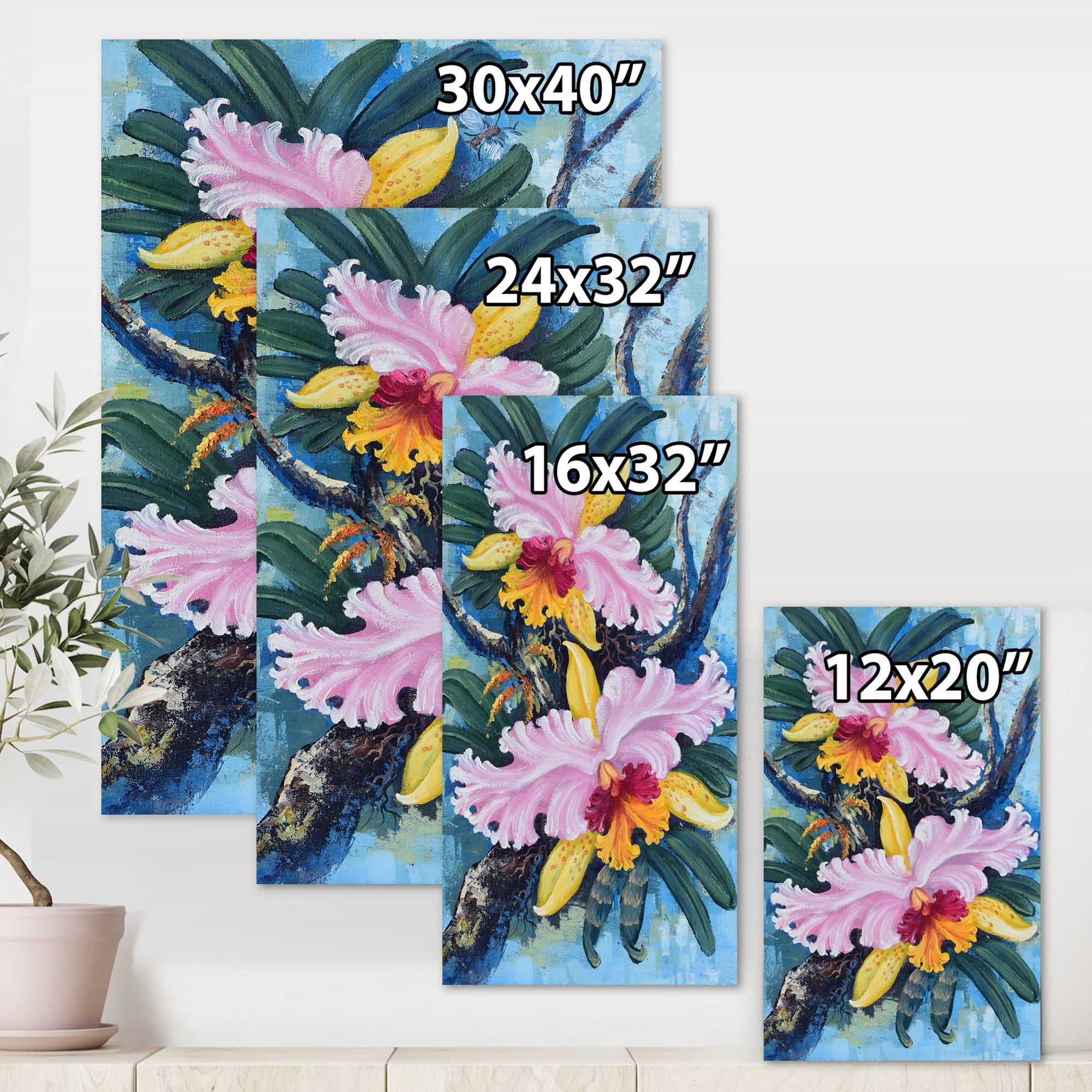 Designart ' Ancient Forest Orchids I ' Traditional Canvas Wall Art Print