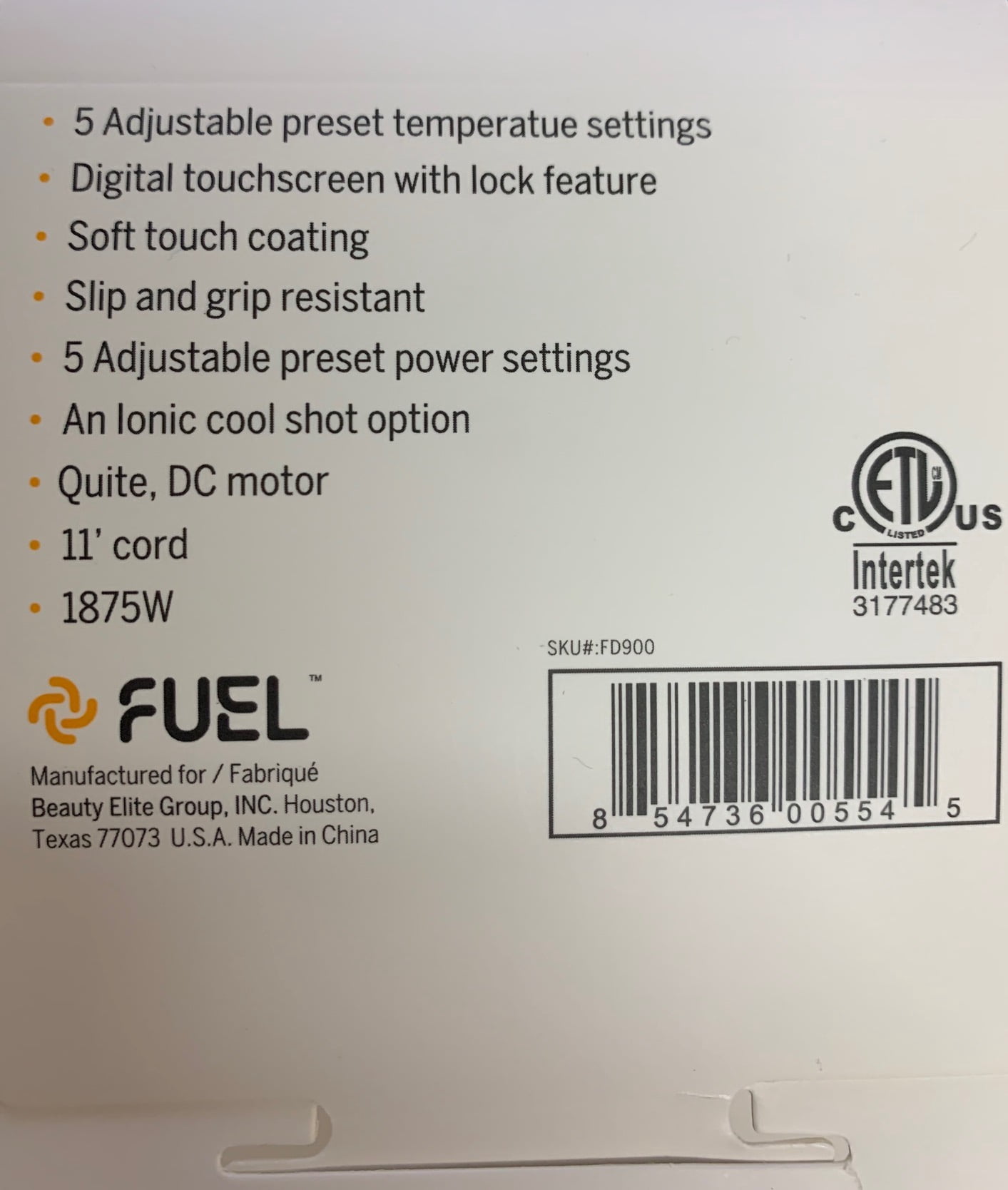 Fuel FD900 Professional Ceramic Digital Touch Hair Dryer - 1875w