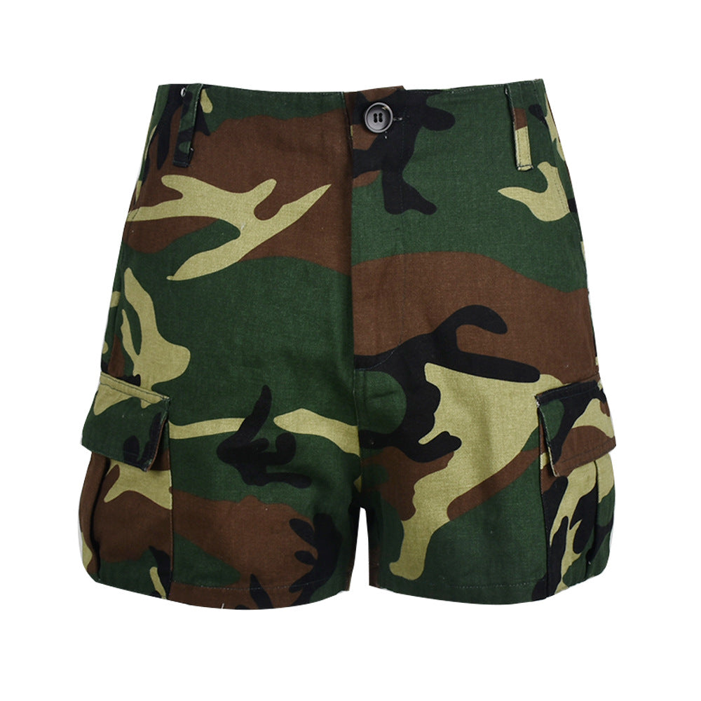 Cotton Camouflage Cargo Shorts Pants for Women Booty Summer