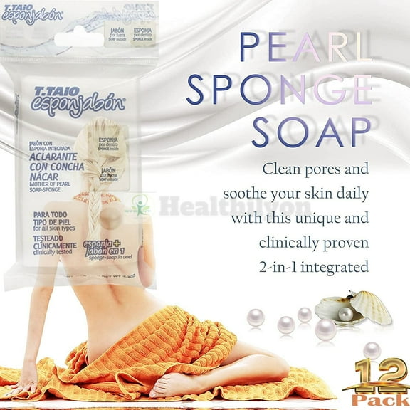 T.Taio Esponjabon Concha Nacar Mother of Pearl Soap Sponge, Pack of 12, for All Skin Types