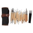thumbnail image 1 of 28Pcs Arts Crafts Clay Sculpting Tools Set Modeling Carving Tool Kit Pottery & Wooden Handle Modeling Clay Tools,27* clay sculpture carving clay tool set 1*Storage bag,Wood color& black& silver, 1 of 8