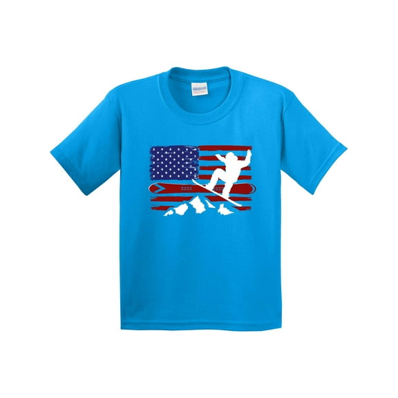 Inktastic Snowboarding Us Flag Youth T-Shirt