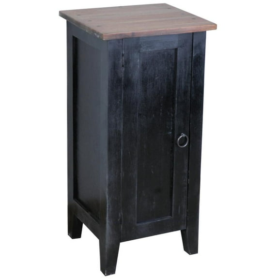 Sunset Trading Cottage 1 Door Mid-Century Accent Cabinet in Antique Black Wood