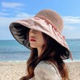 thumbnail image 3 of Women Floppy Hat Straw - Sun Protection Wide Brim Cap Fisherman Cap Summer Hat, 3 of 7